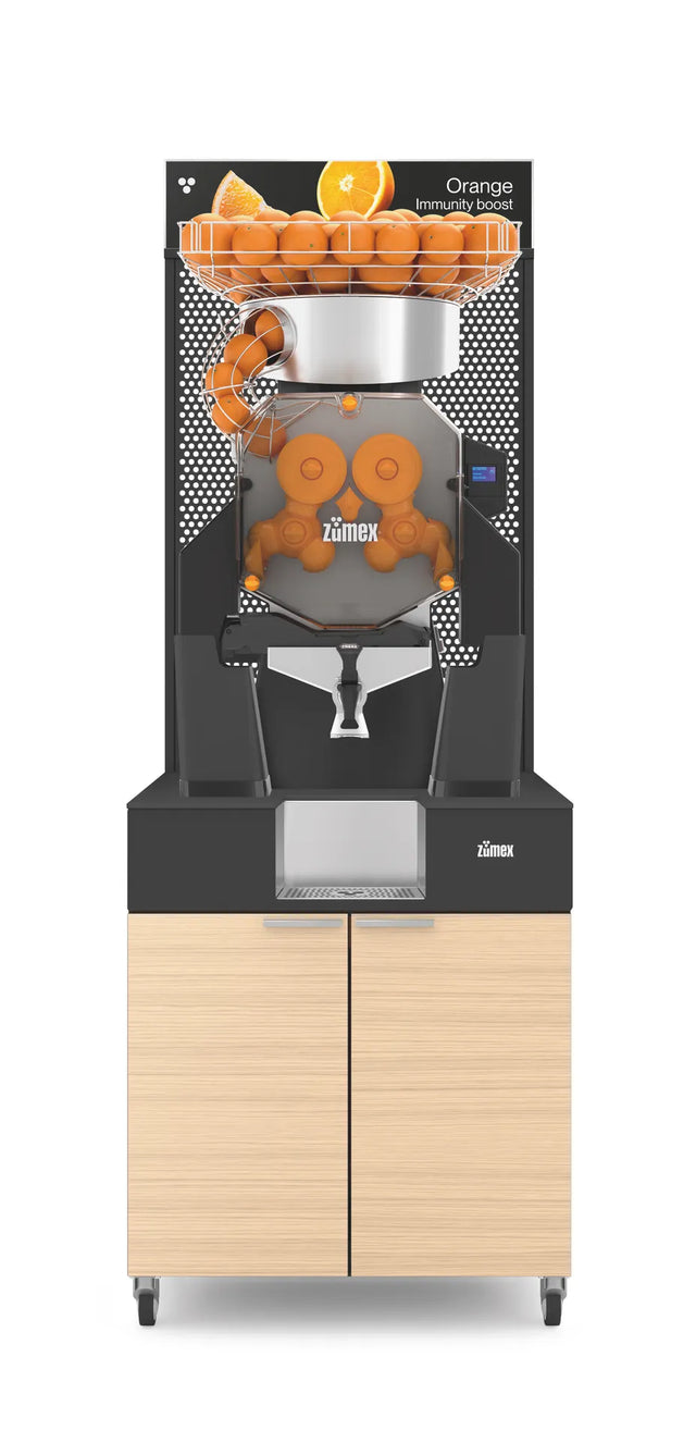 Zumex Speed Orange Juicer Machine with Oak Podium 11815 — 40 Fruits/Minute
