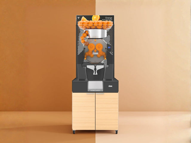 Zumex Speed Orange Juicer Machine with Oak Podium 11815 — 40 Fruits/Minute
