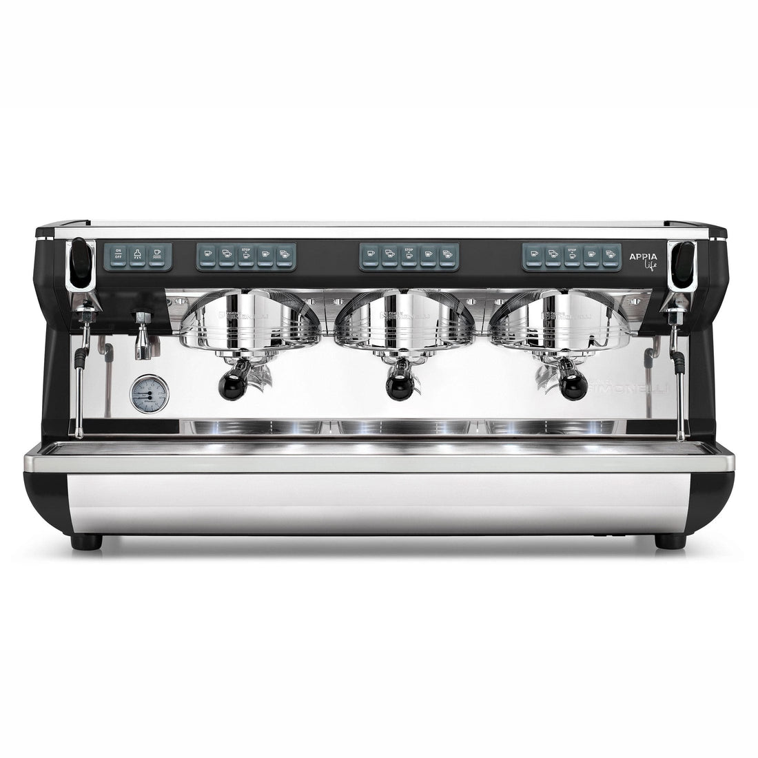 Nuova Simonelli Appia Life 3 Group Volumetric Espresso Machine Black front view