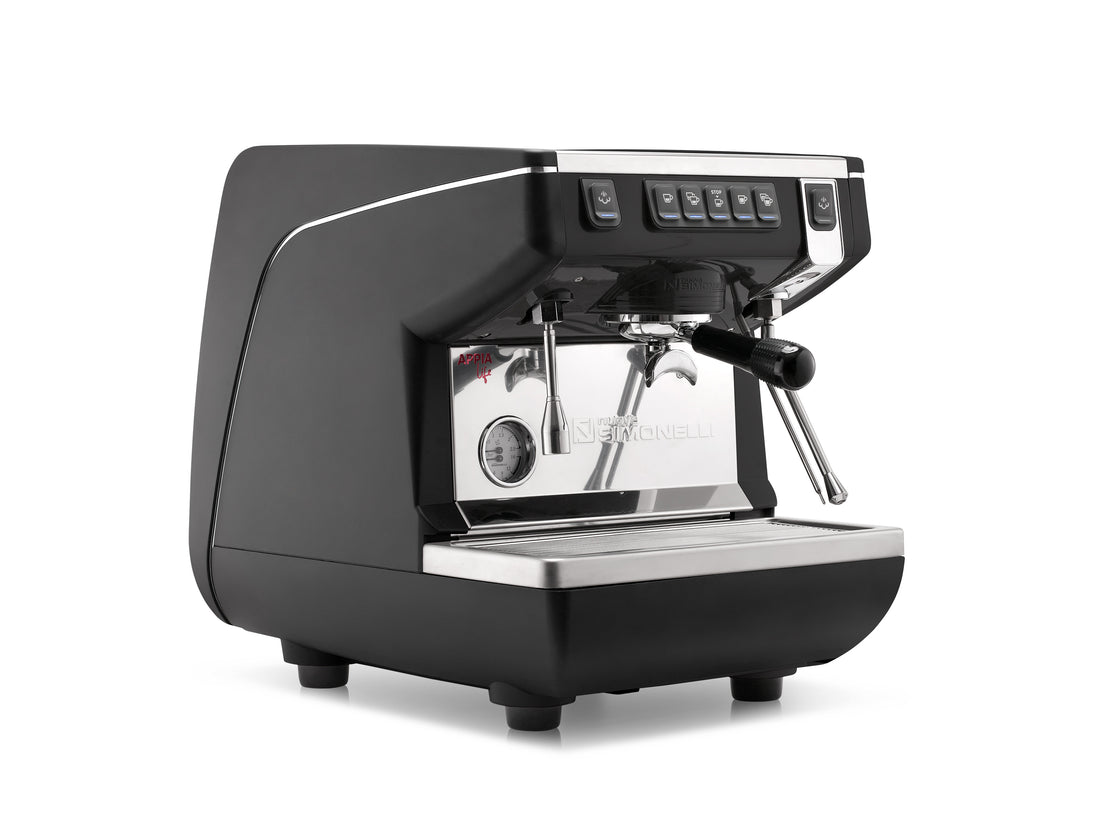 Nuova Simonelli Appia Life 1 Group Volumetric Espresso Machine Black angle view