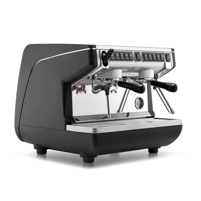 Nuova Simonelli Appia Life Compact 2 Group Volumetric with Autosteam 220V Espresso Machine Black angle view