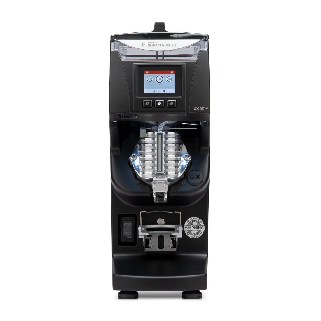 Nuova Simonelli Mythos GX 85 W Gravimetric Espresso Grinder Black front view