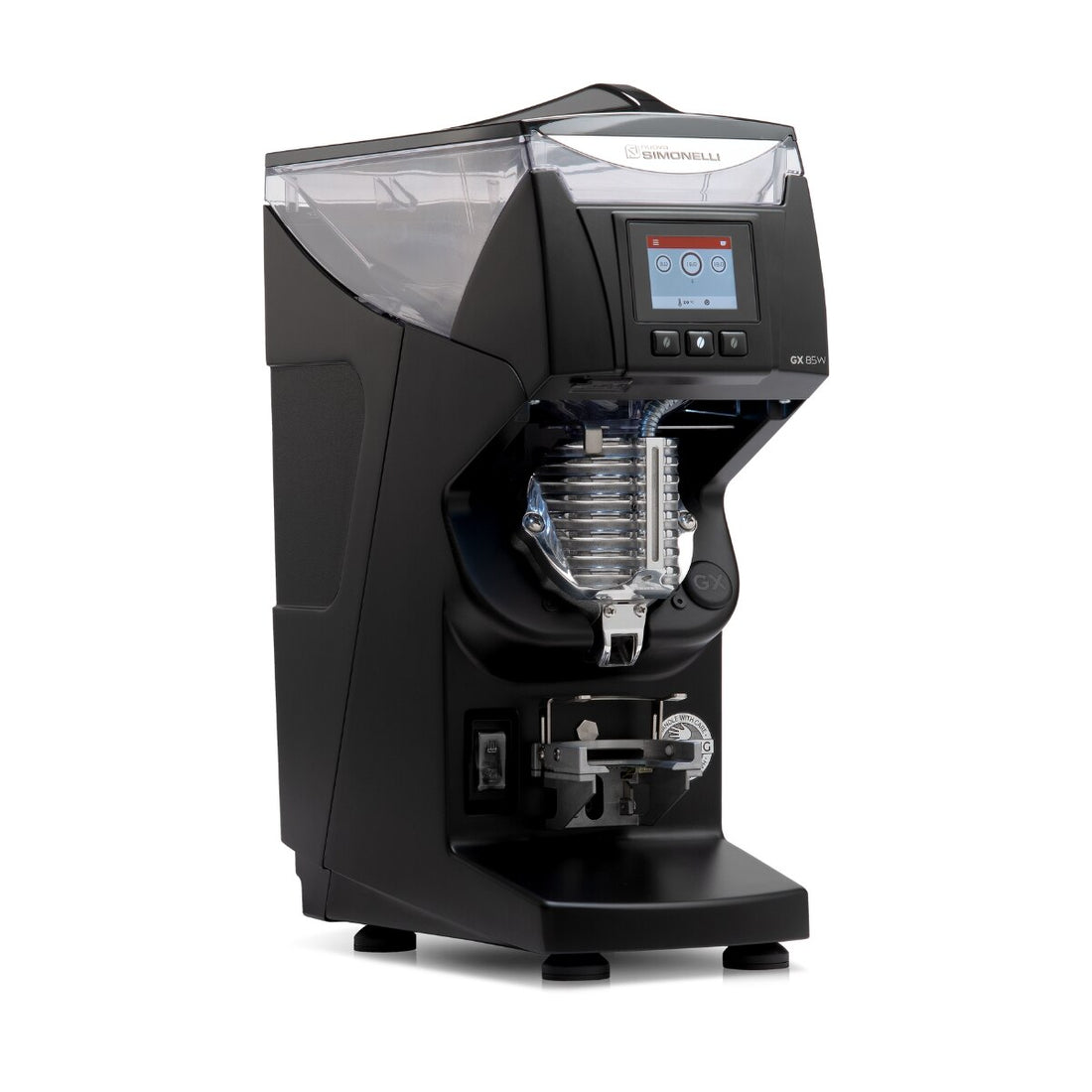 Nuova Simonelli Mythos GX 85 W Gravimetric Espresso Grinder Black angle view
