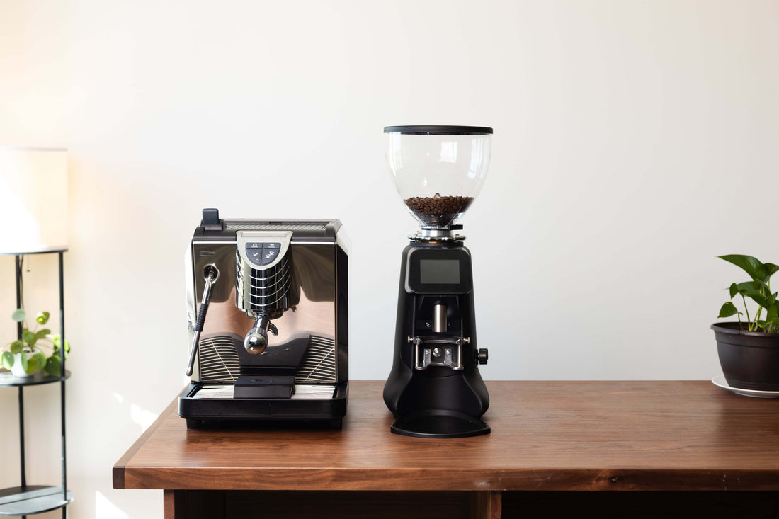 Nuova Simonelli Oscar II Direct Connect Espresso Machine lifestyle with grinder