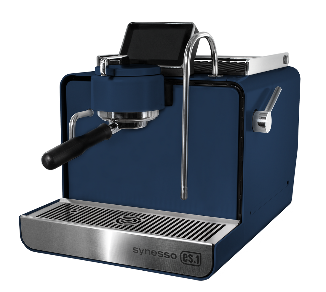 Synesso ES.1 Dual Boiler Espresso Machine Blue front three-quarter view