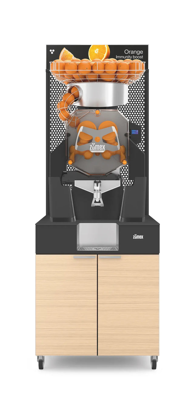 Zumex Speed S+Plus Self Service Orange Juicer Machine with Oak Podium 11814 — 40 Fruits/Minute